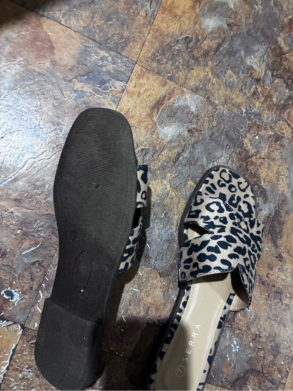 Serra Leopard Print Slide Sandals - Women's Beige/Black